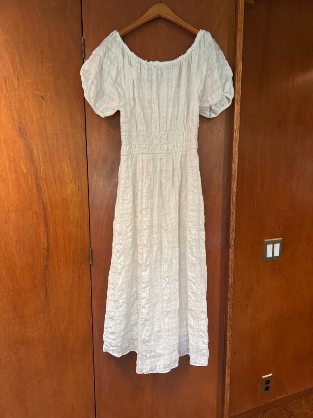 Madewell, Sophia Midi Dress in Seersucker Check, White, M - Picture 4 of 4